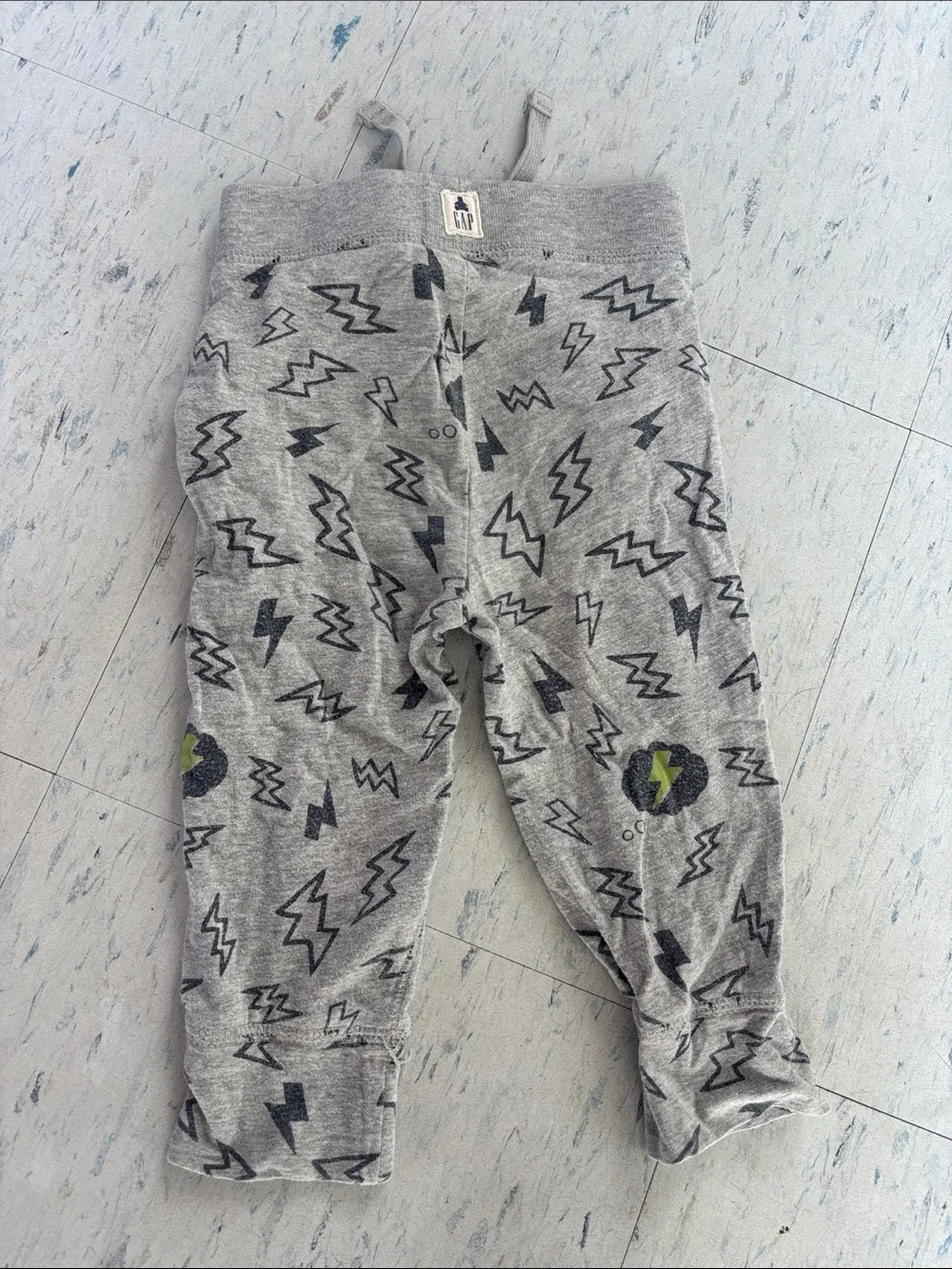 GAP Gray Joggers with Black and Lime Lightning Bolt Print